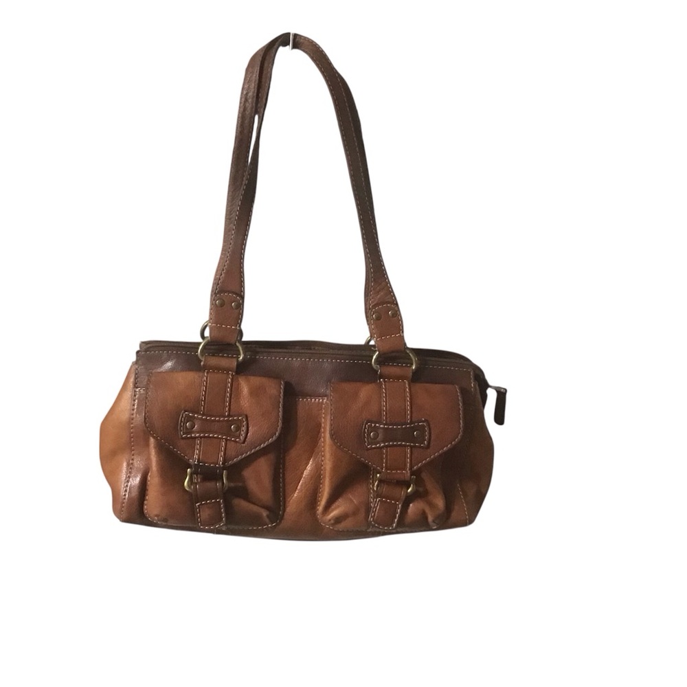 Fossil Genuine Leather Y2K Shoulder Bag Brown Exterior Pockets